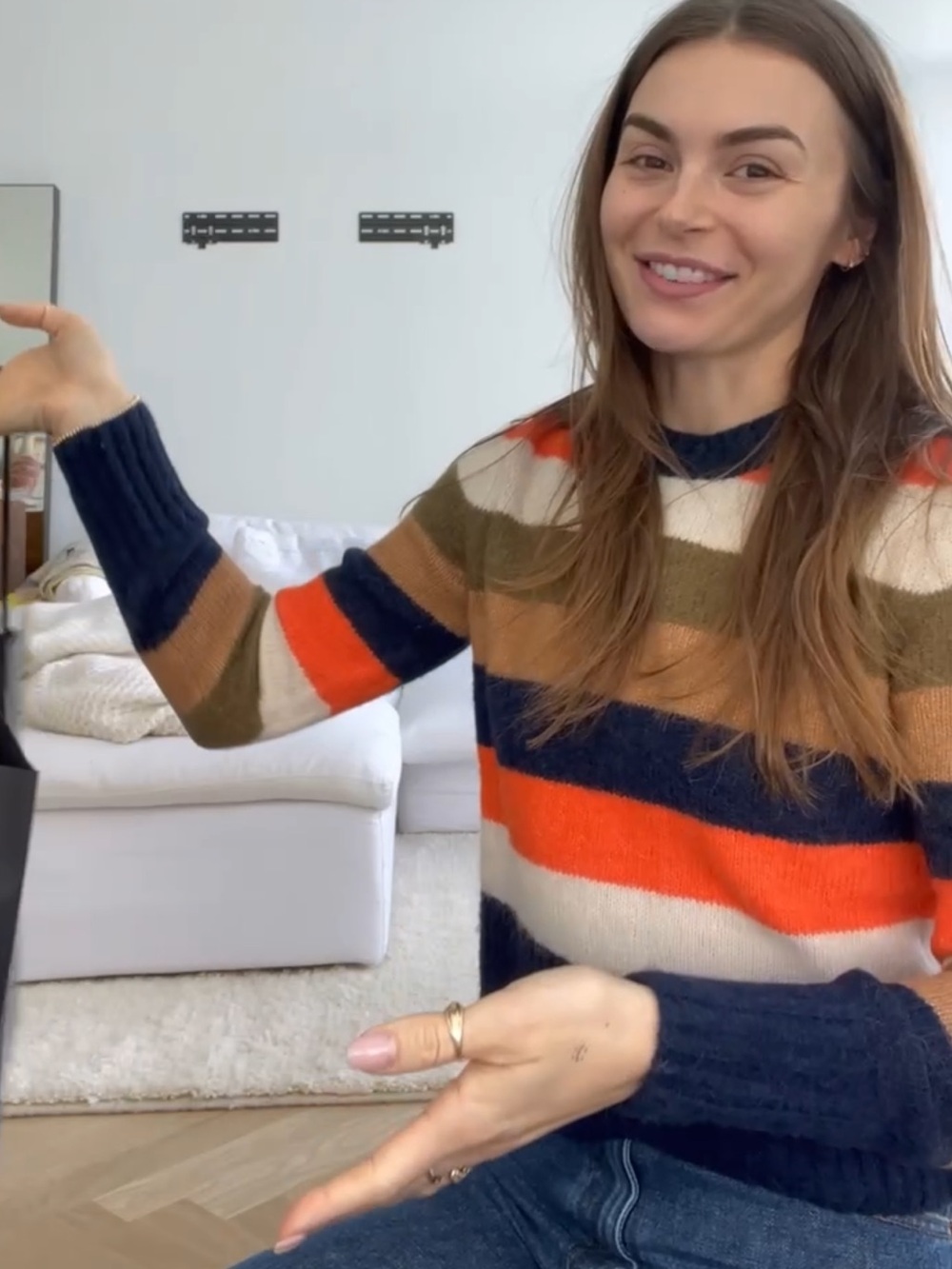 COS | Cropped Striped Sweater Alpaca Wool Orange Blue Tan Green